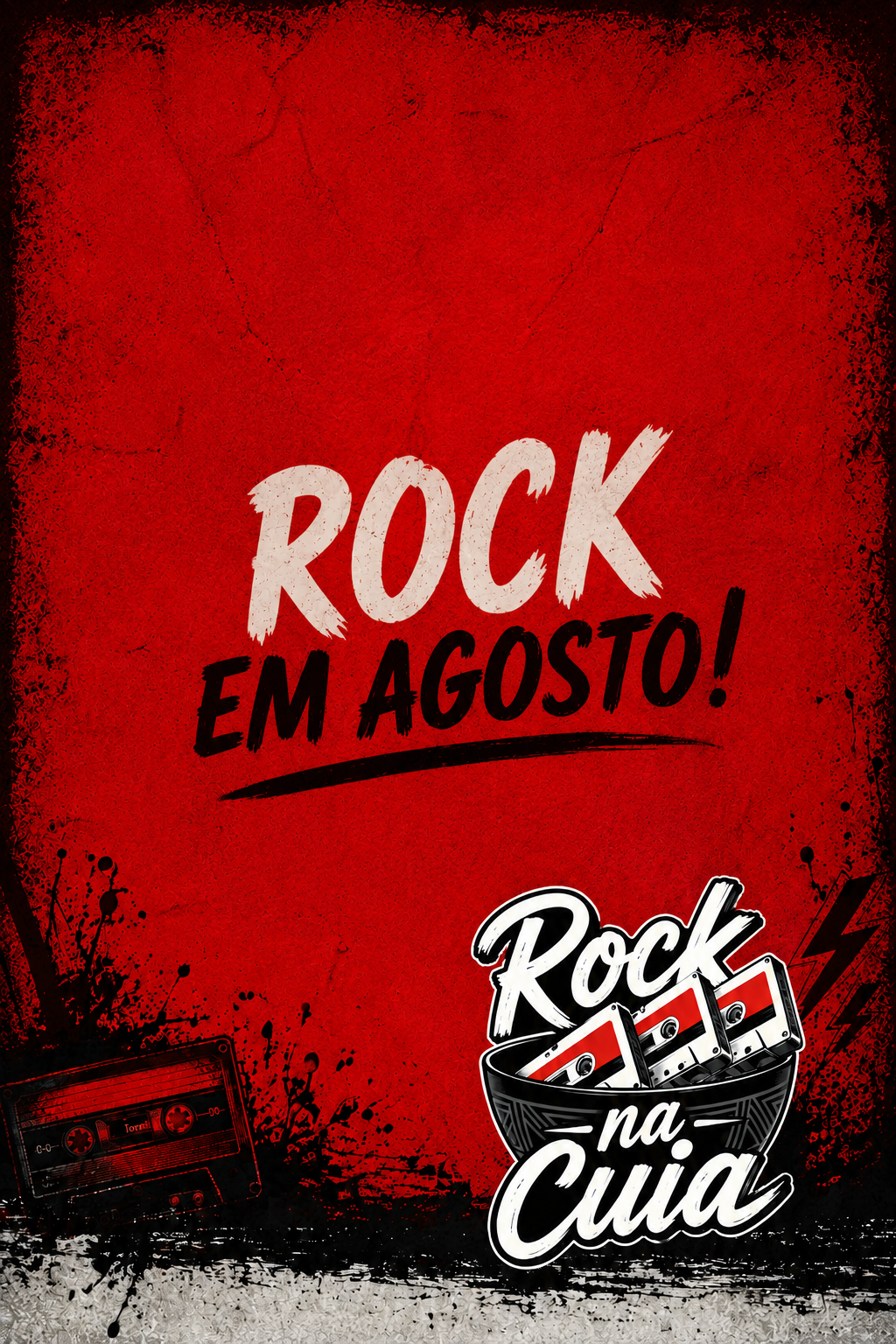 Arte vermelha com a marca Rock na Cuia